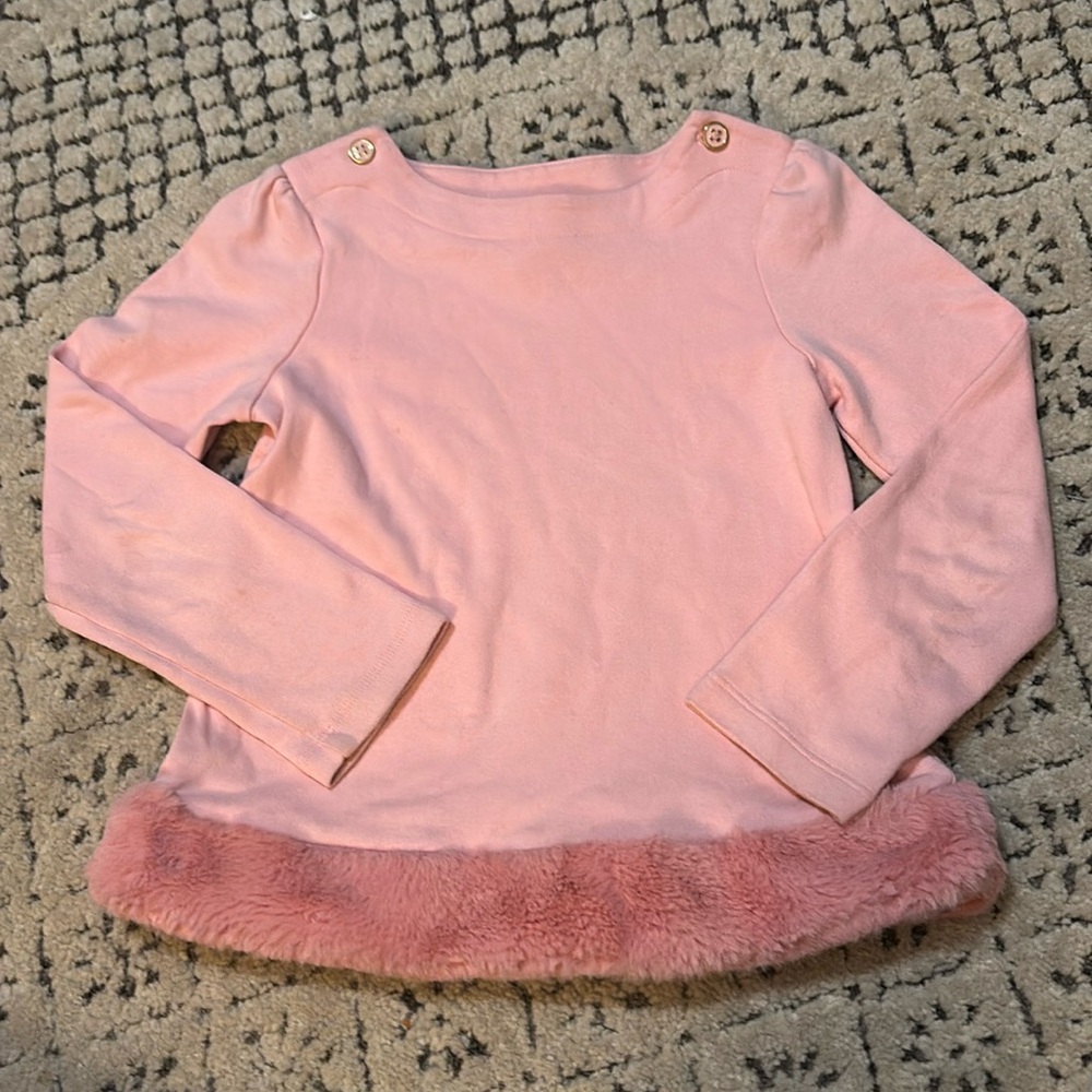 Janie and Jack Blush Faux Fur Trim Top 6